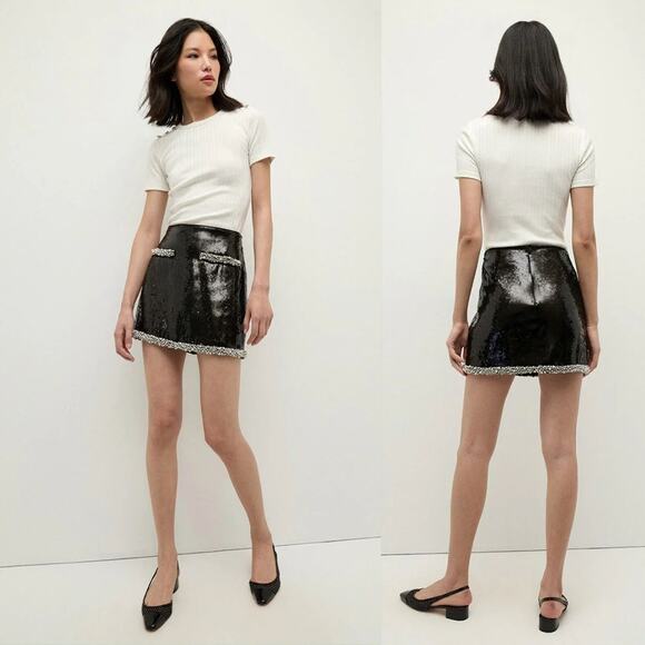 VERONICA BEARD Perry Sequin Skirt with Pearl Trim - Picture 4 of 12